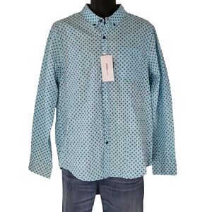 Eight Avenue NWT Slim Fit Geometric Long Sleeve Sz‎ L Button Up Shirt Men